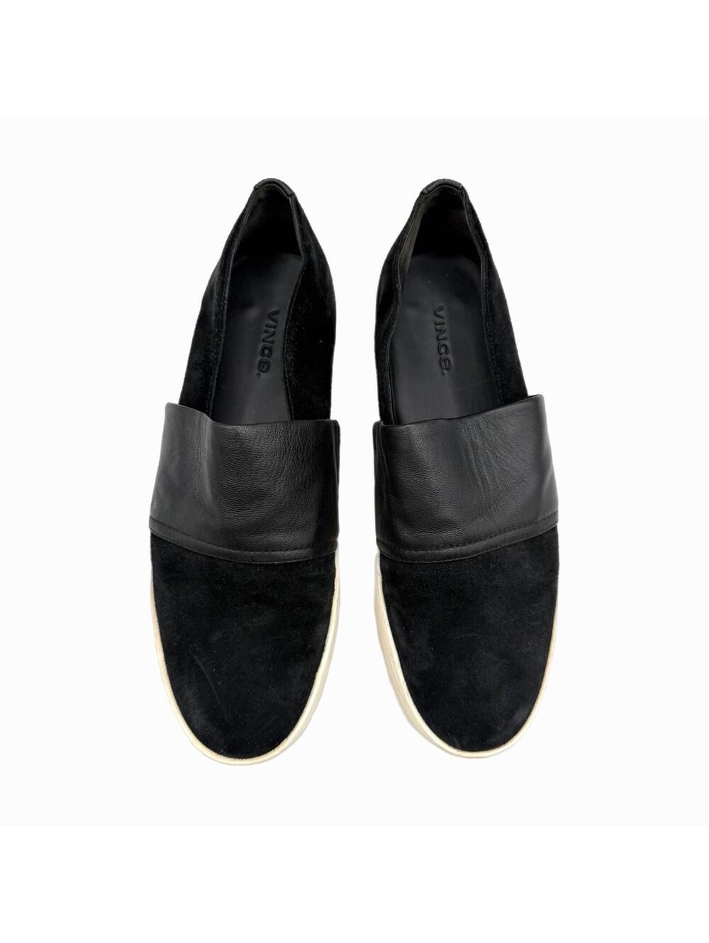 Vince Women’s Black Ward Mixed Leather Slip-On Sneakers – Size 8 / 38